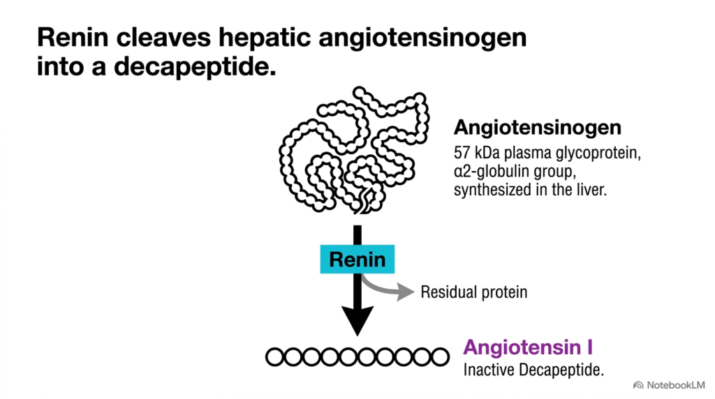 Slide 8: Renin Cleavage of Angiotensinogen in Renal Hormone Pathways