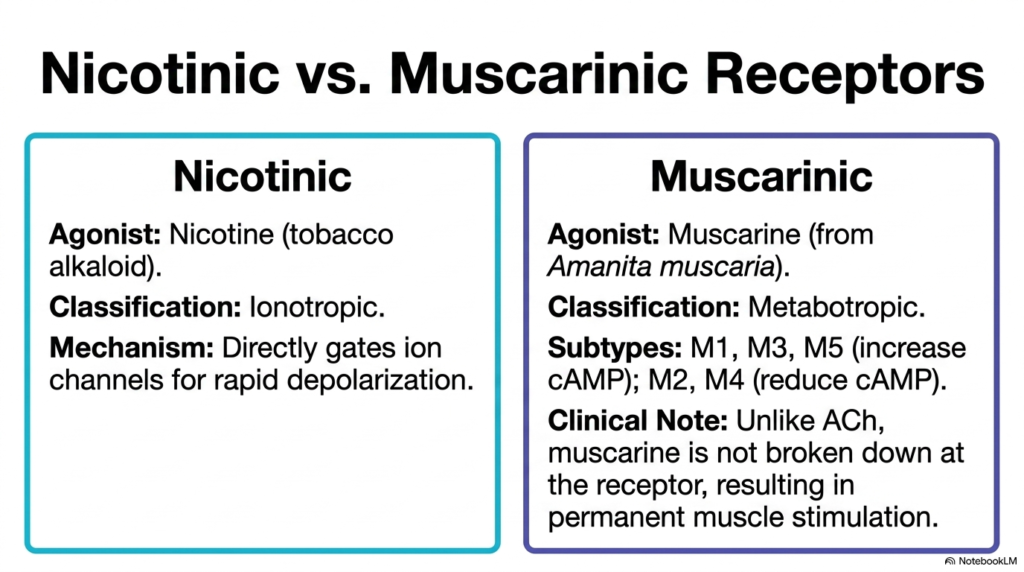 Slide 8: Comparing Nicotinic and Muscarinic Neurotransmitter Receptors