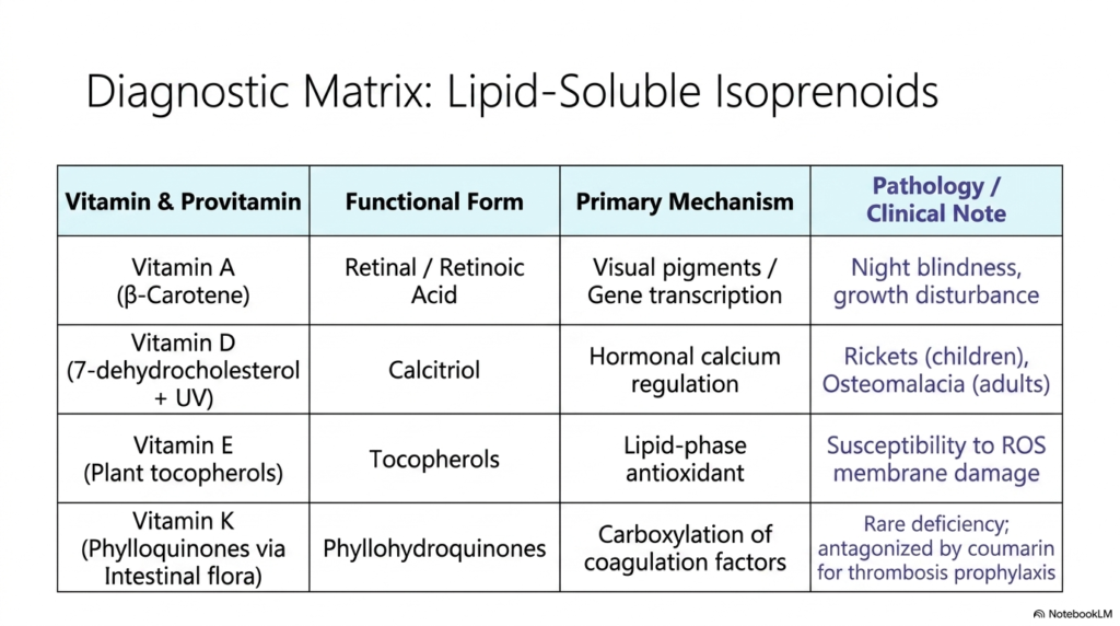 Slide 8: Diagnostic Matrix of Lipid-Soluble Vitamins