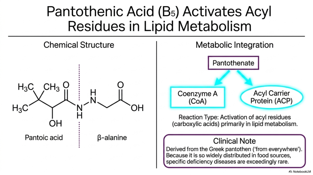Slide 8: Pantothenic Acid and Acyl Activation in Water-Soluble Vitamins