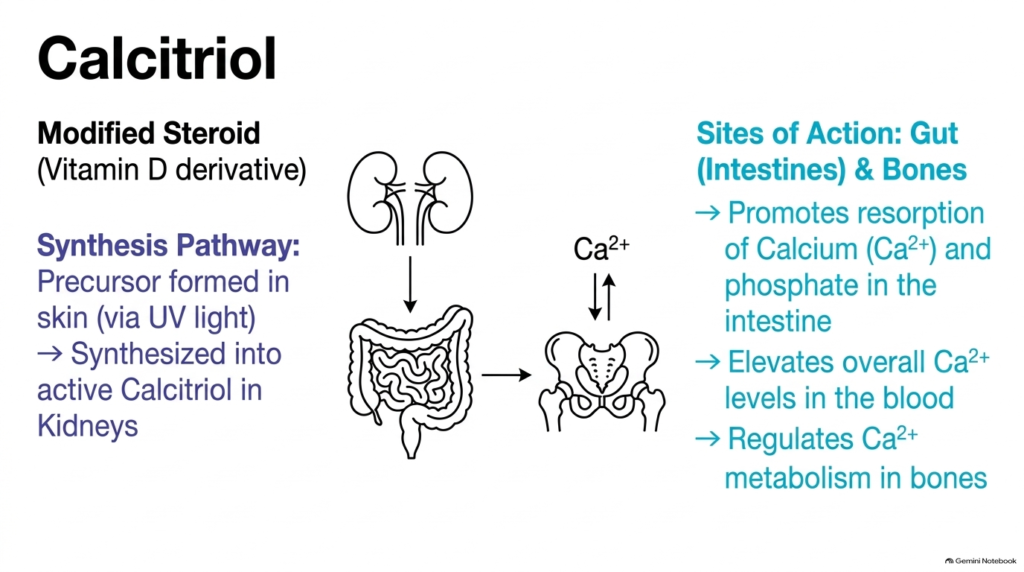 Slide 08: Calcitriol Synthesis and Calcium Homeostasis via Lipophilic Hormones