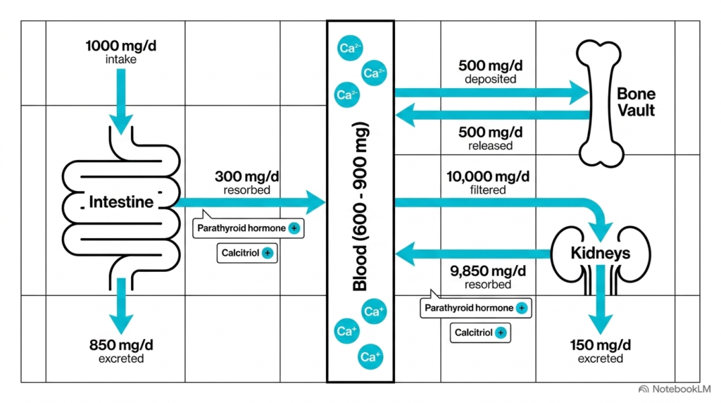 Slide 9: Daily Flux and Mass Balance in Calcium Metabolism