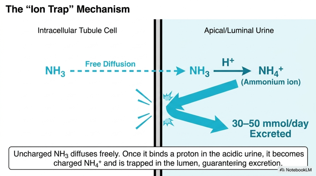 Slide 10: The Ion Trap Mechanism in Renal Acid-Base Balance