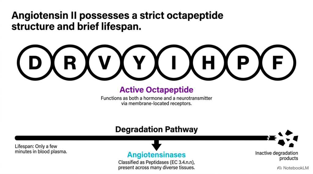 Slide 10: Structure and Lifespan of Angiotensin II in Renal Hormones Signaling
