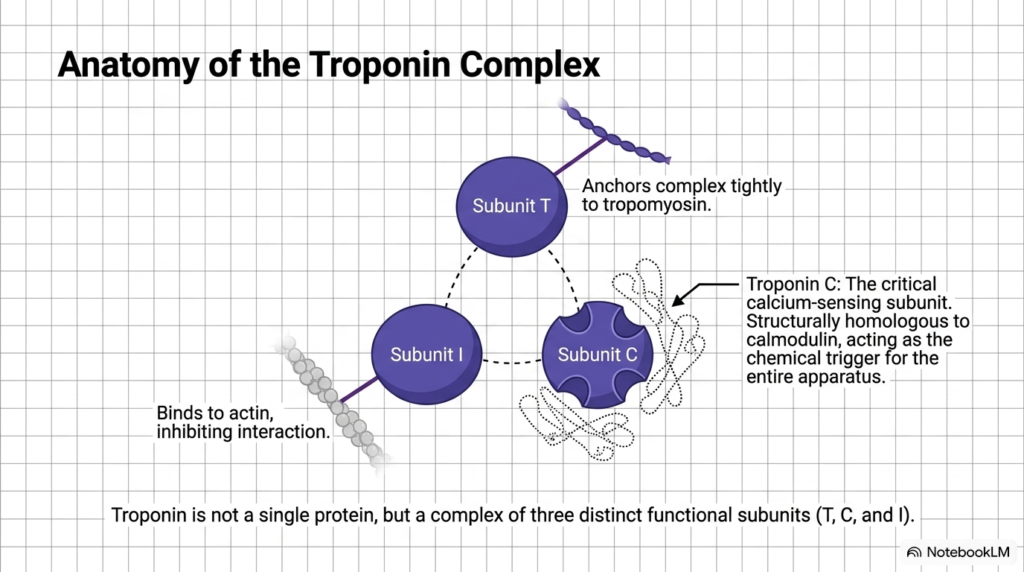 Slide 10: Troponin Complex Anatomy in Muscle Contraction Control