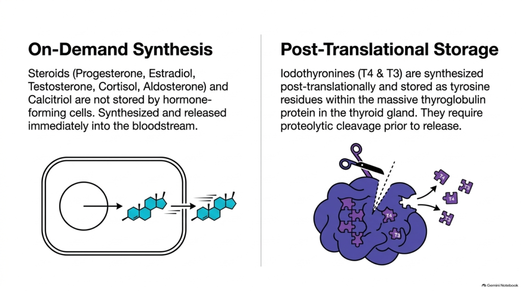 Slide 10: On-Demand Synthesis Versus Post-Translational Storage of Lipophilic Hormones