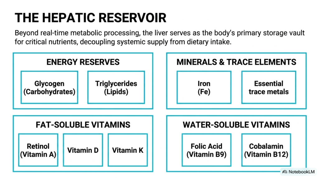 Slide 10: The Hepatic Reservoir and Nutrient Storage in Liver Metabolism