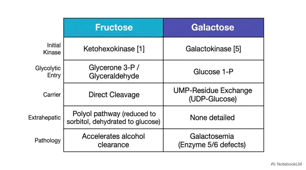 Slide 10: Comparative Analysis of Fructose and Galactose in Carbohydrate Metabolism