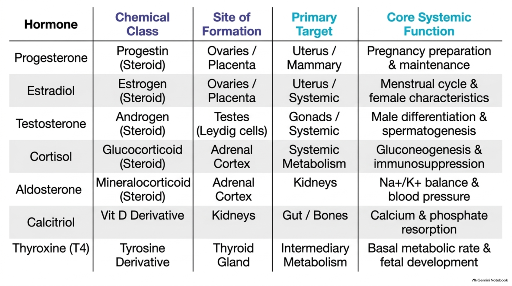 Slide 11: Comparative Summary Table of Lipophilic Hormones