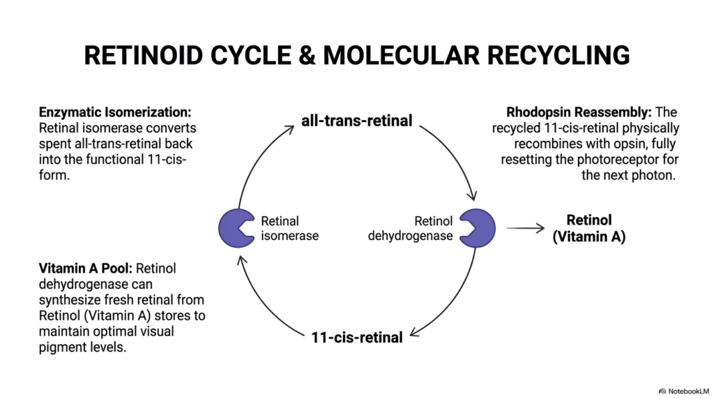 Slide 13: Biochemistry of Vision - The Retinoid Cycle and Molecular Recycling