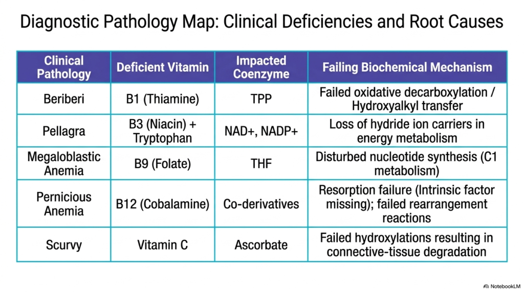Slide 14: Diagnostic Pathology Map of Deficiencies in Water-Soluble Vitamins
