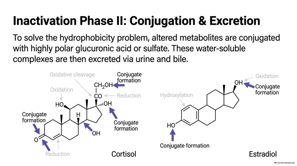 Slide 14: Steroid Hormone Metabolism – Phase II Conjugation and Excretion