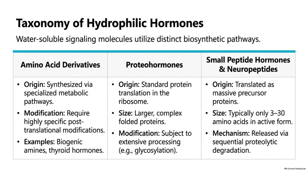 Slide 2: Taxonomy of Hydrophilic Molecules in Peptide Hormone Metabolism