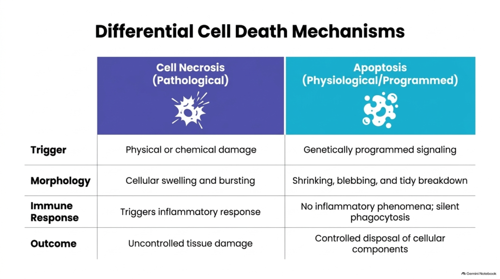 Slide 3: Comparing Necrosis and Apoptosis Pathways