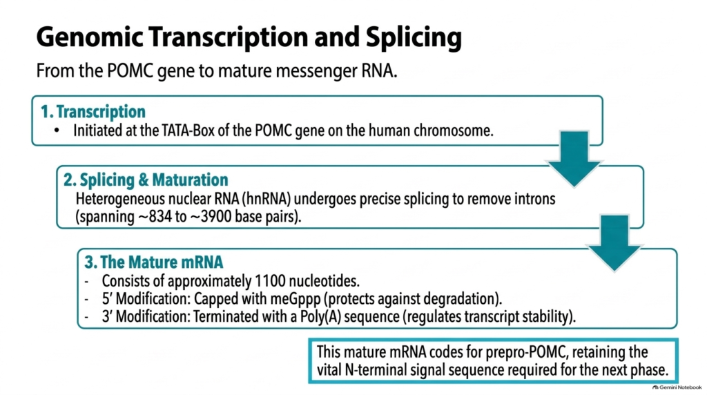 Slide 4: Genomic Transcription and Splicing in Peptide Hormone Metabolism