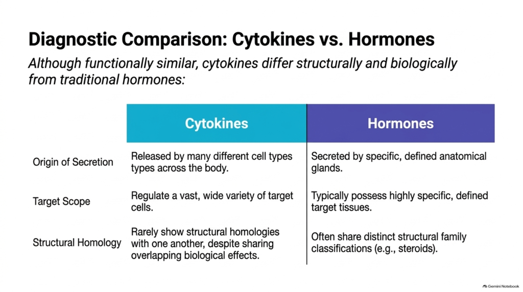 Slide 5: Diagnostic Differences from Hormones in the Biochemistry of Cytokines