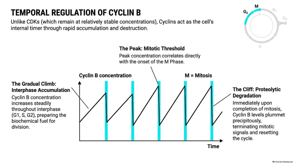 Slide 5: Cell Cycle Regulation through Temporal Cyclin B Dynamics