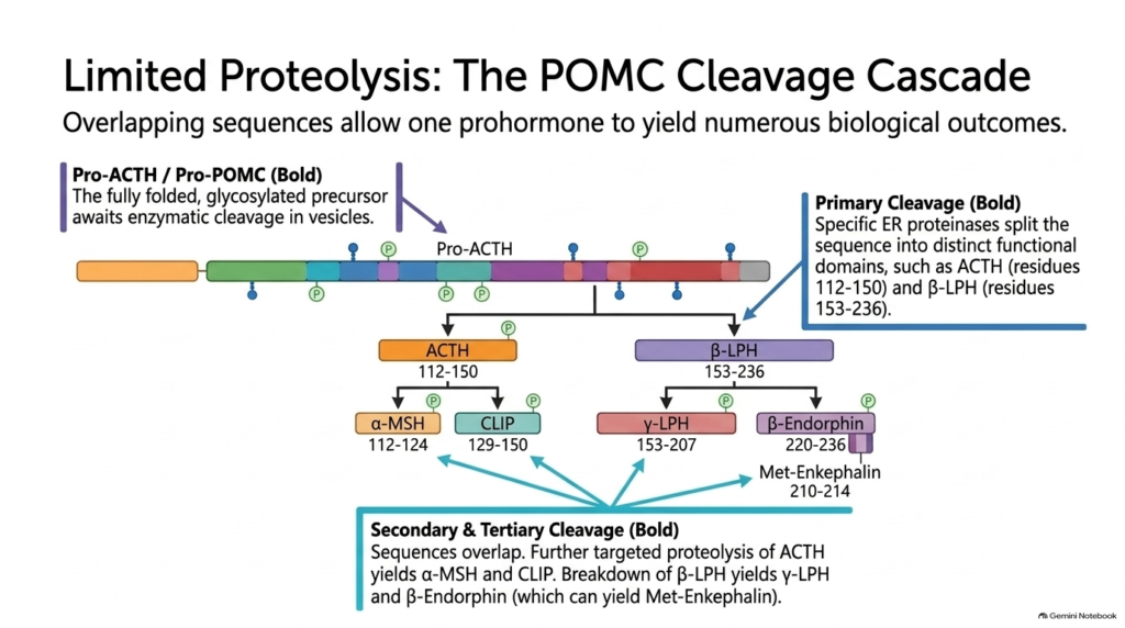 Slide 7: Limited Proteolysis and POMC Cleavage in Peptide Hormone Metabolism