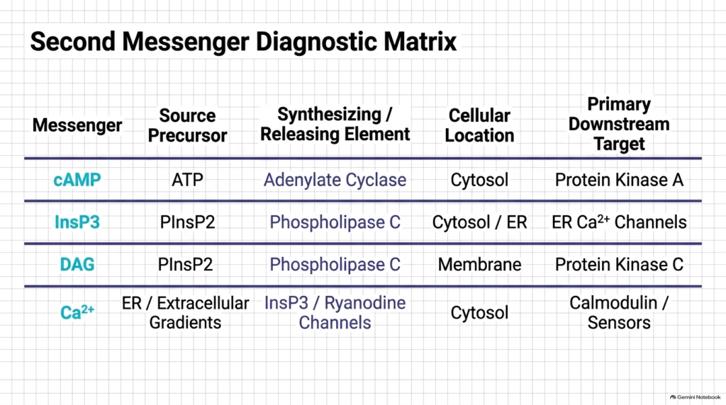 Slide 10: Comparative Analysis of Second Messengers
