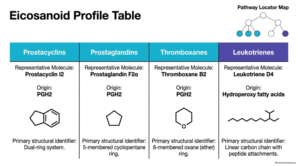 Slide 10: Biochemistry of Eicosanoids – Structural Comparison of Eicosanoid Families
