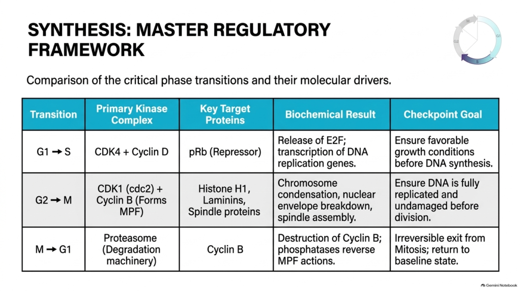 Slide 11: Cell Cycle Regulation Master Framework and Phase Comparisons