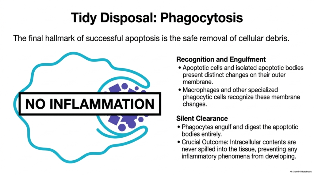 Slide 11: Phagocytic Clearance and Silent Disposal in Apoptosis