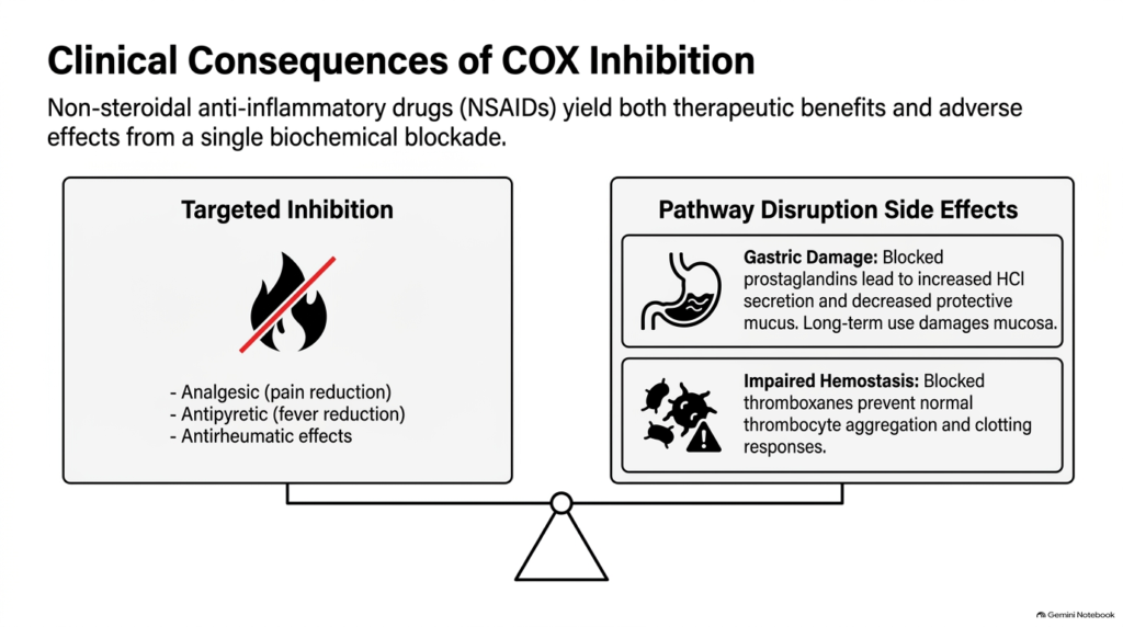Slide 13: Biochemistry of Eicosanoids – Clinical Consequences of Cyclooxygenase Inhibition